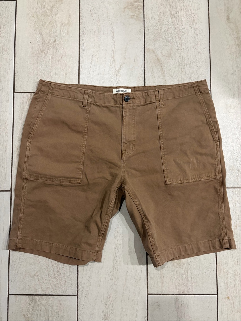 Goodthreads Men’s Brown Utility Chino Shorts Size 40 Cotton Casual